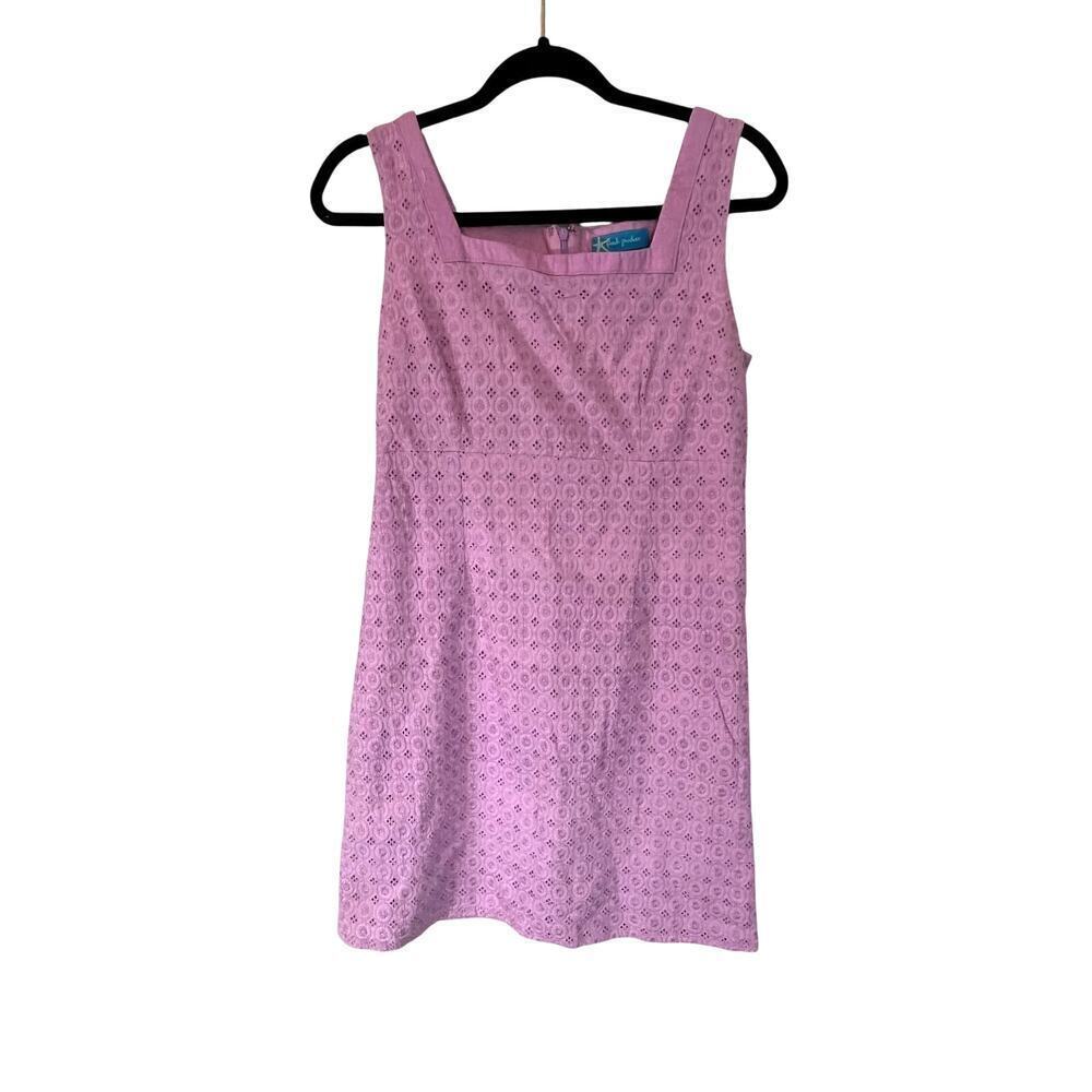 Fresh Produce pink purple eyelet 100% cotton dress